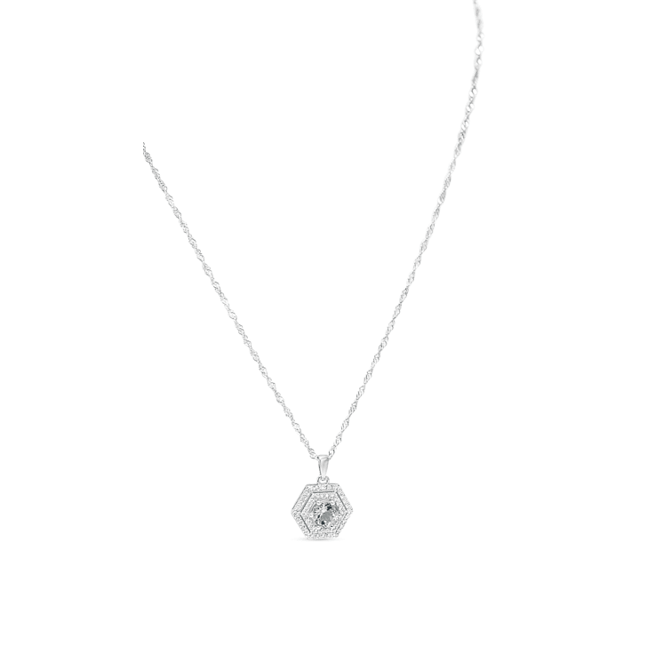 Rhodium Over Sterling Silver 7mm Round Aquamarine Pendant 1.19ctw