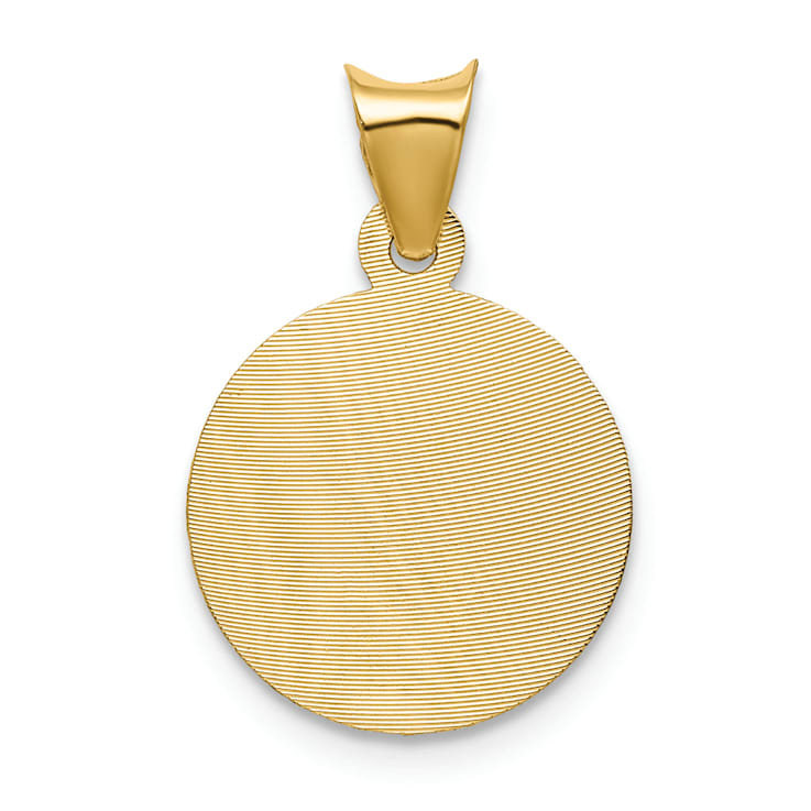 14K Yellow Gold Polished Diamond-cut Corpus Circle Pendant