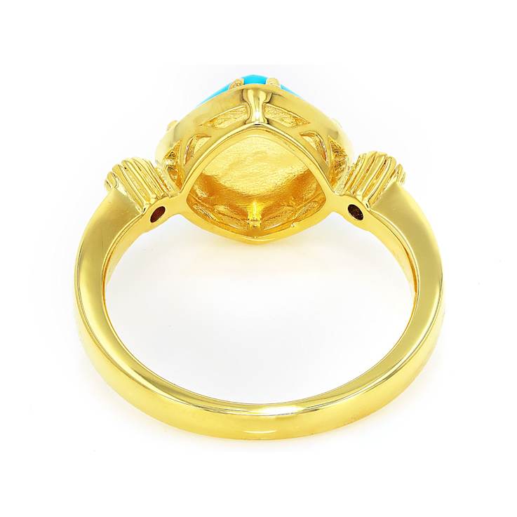 Turquoise Square Cushion And Lab-Grown Diamond Ring In 18K Gold Over
Sterling Silver