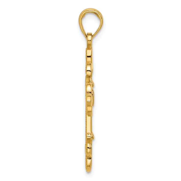 14k Yellow Gold Textured Fancy Cross Pendant