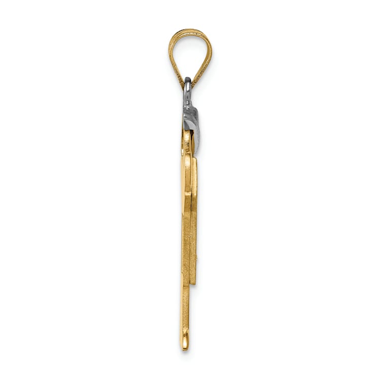 14k Yellow Gold and 14k White Gold Satin Boy with Cap on Right Diamond Pendant