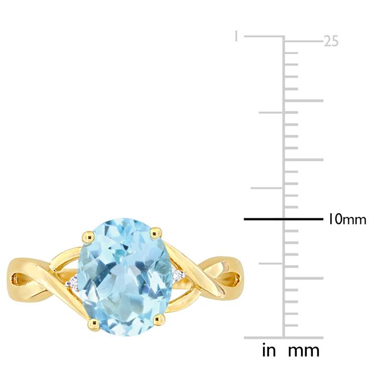 Sky Blue Topaz and Diamond 10K Yellow Gold Ring 3.81ctw