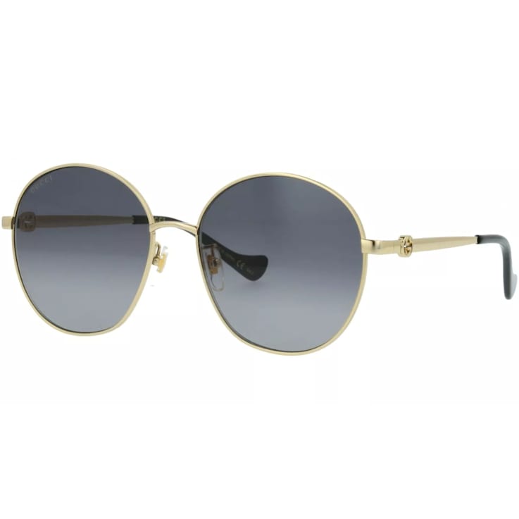 Gucci Gold Tone and Black Frame / Gray Lens Sunglasses