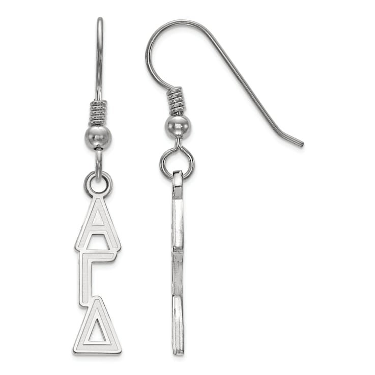 Rhodium Over Sterling Silver LogoArt Alpha Gamma Delta Small Dangle Earrings
