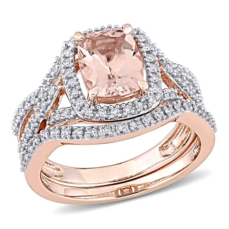 Morganite and Diamond 10K Rose Gold Ring 1.57ctw
