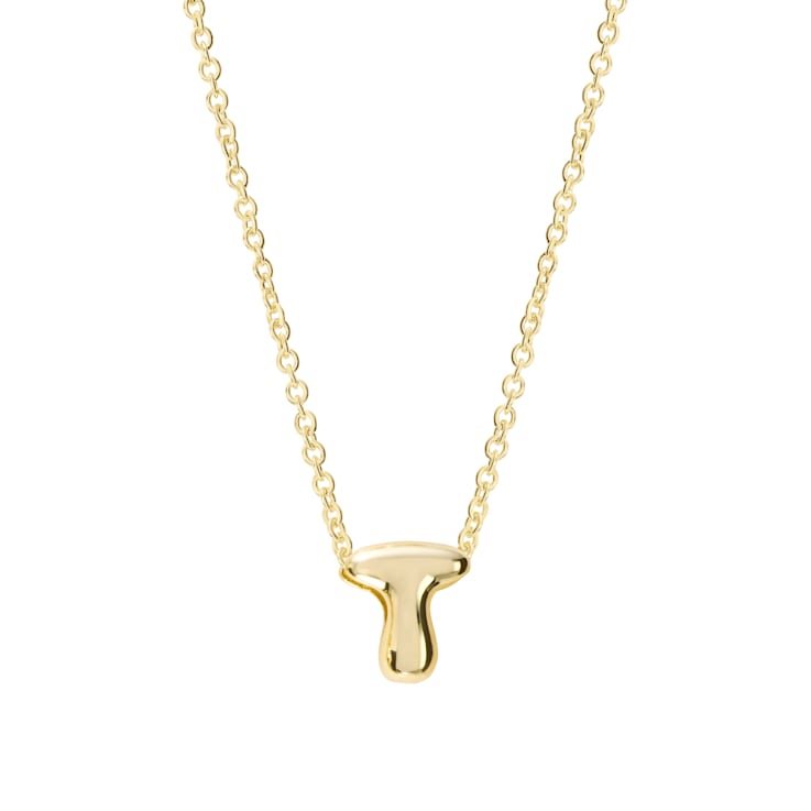 CZ Initial T Tennis Necklace And Pendant Set In 14K Gold Over Brass 4.05ctw
