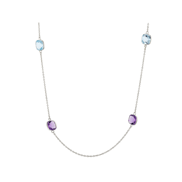 Multi-Gem 14k White Gold 34" Necklace 20.08ctw