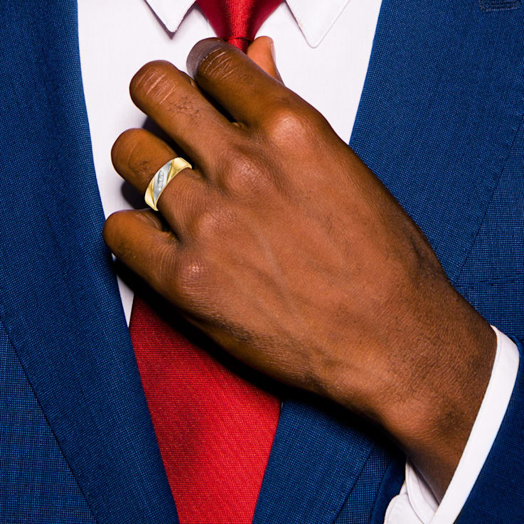 14K Yellow Gold AA Quality Mens Wedding Band