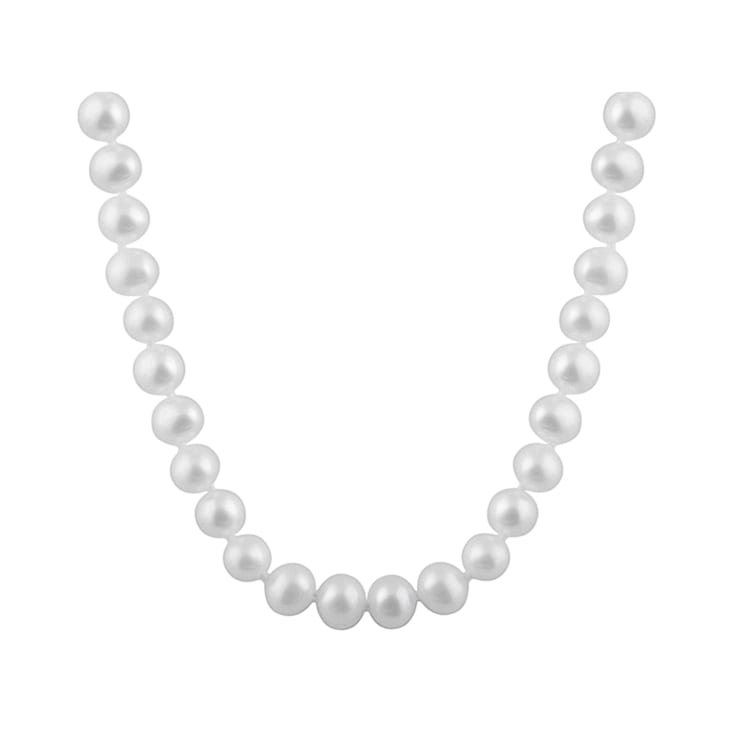 8-8.5mm White Cultured Freshwater Pearl Sterling Silver Strand Necklace