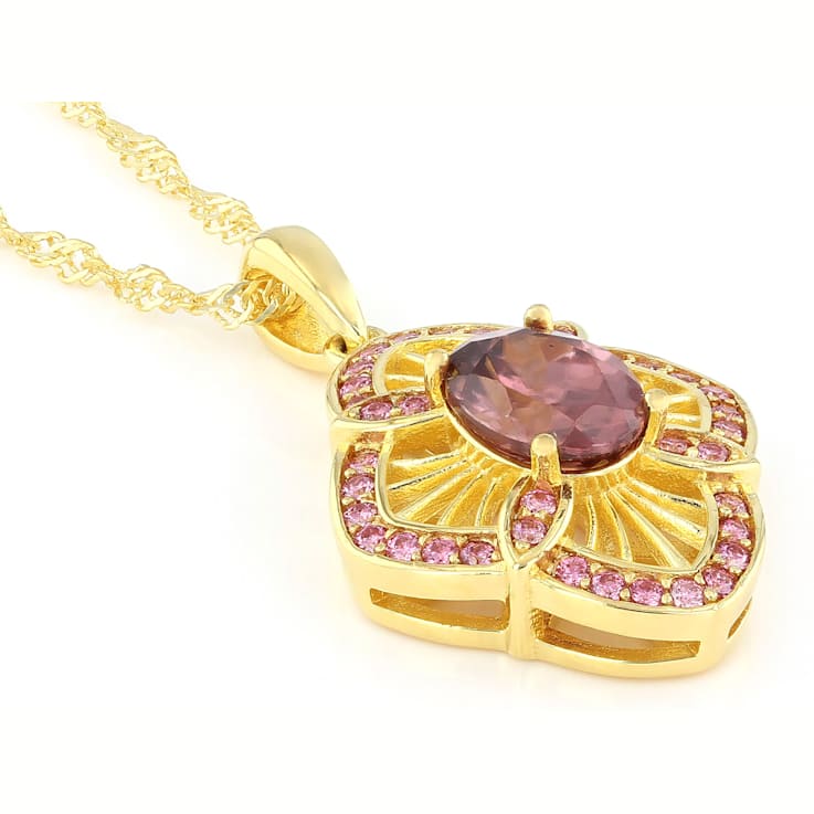 Blush Zircon And Pink Lab-Created Moissanite Pendant Necklace In 18K
Gold Over Sterling Silver 2.02ctw