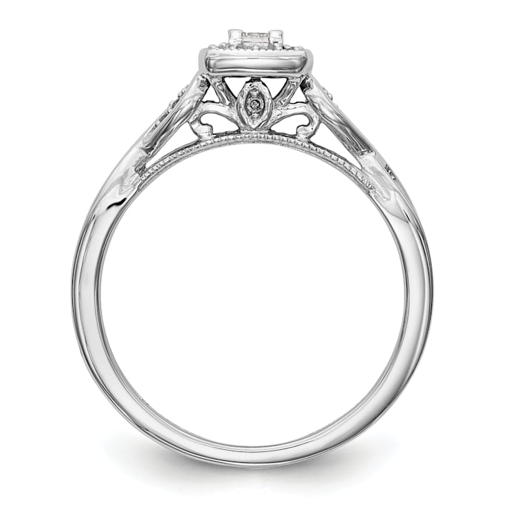 Rhodium Over 14K White Gold Lab Grown Diamond Complete Engagement Ring 0.204ctw