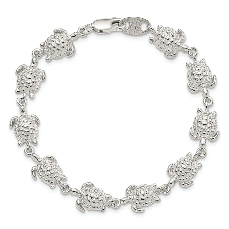 Sterling Silver Sea Turtle Link Bracelet