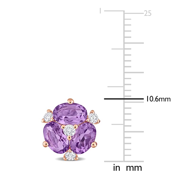 Amethyst and Diamond 14K Yellow Gold Earrings 3.04ctw