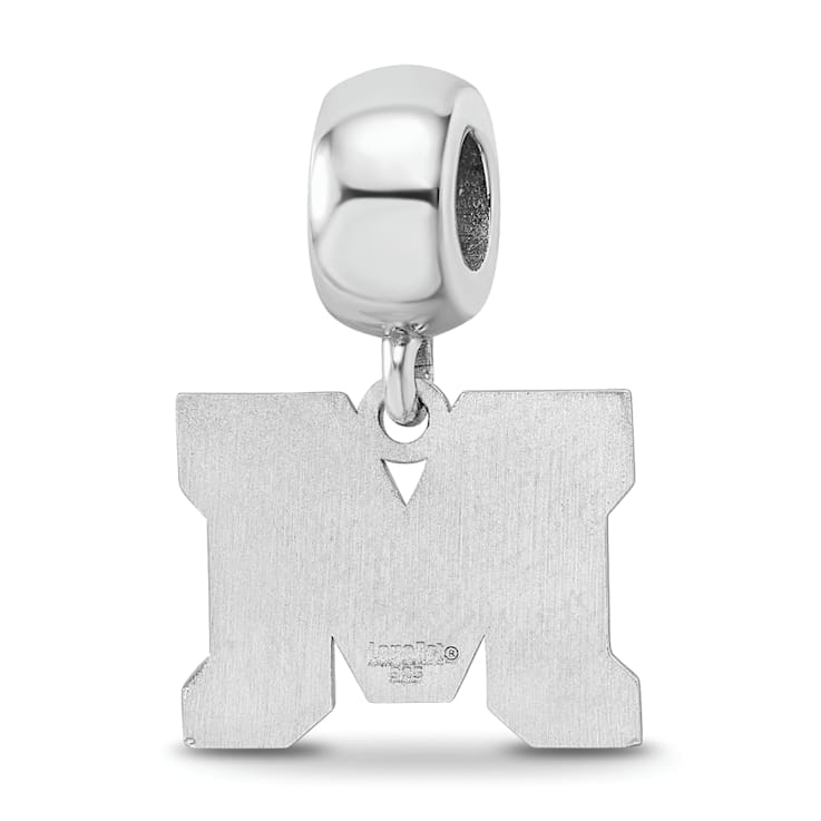 Sterling Silver Rhodium-plated LogoArt Montana State University Small
Dangle Bead