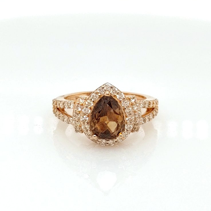 2.01 Ctw Brown Diamond and 0.79 Ctw White Diamond Ring in 14K YG