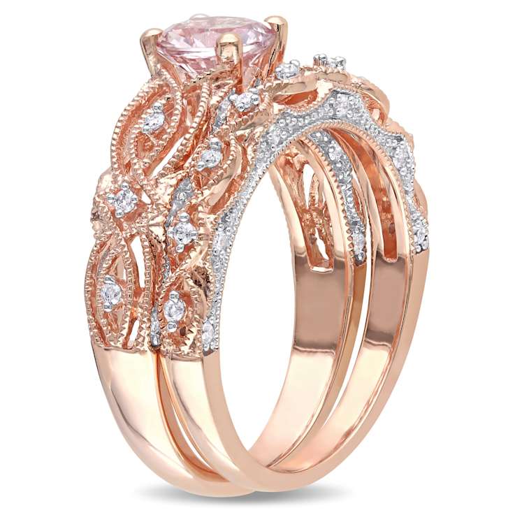 Morganite and Diamond 10K Rose Gold Ring 1.09ctw