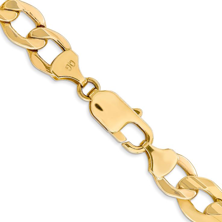 14k Yellow Gold 9mm Curb Link 18 Inch Chain