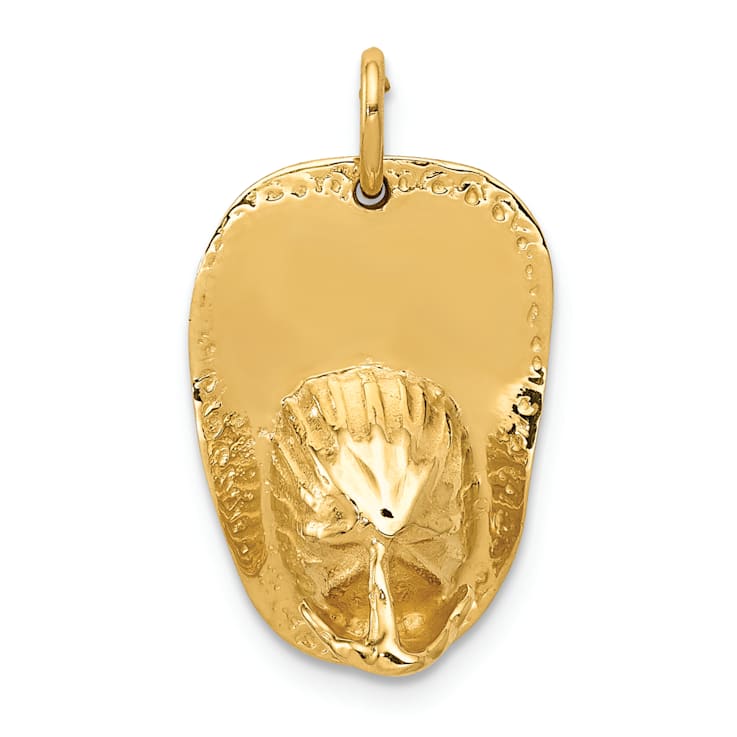 14k Yellow Gold Textured Large Fireman's Hat Charm Pendant