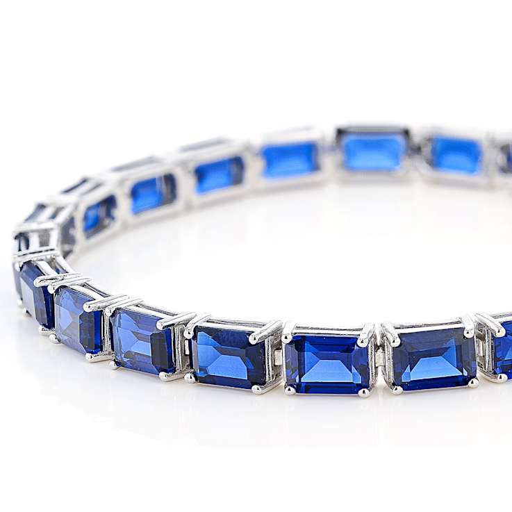 Lab-Created Blue Spinel Tennis Bracelet In Sterling Silver 23.92ctw