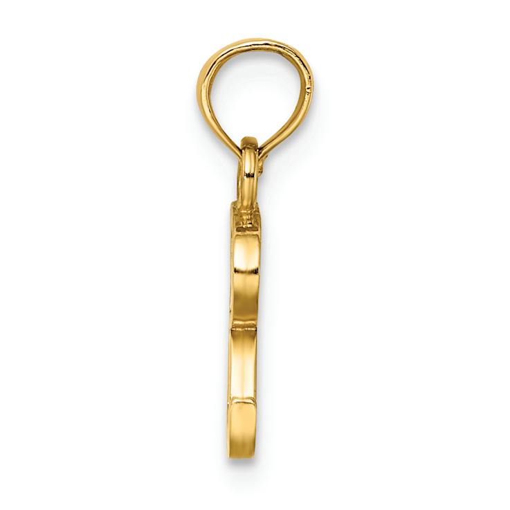 14k Yellow Gold Polished Block Letter R Initial Pendant