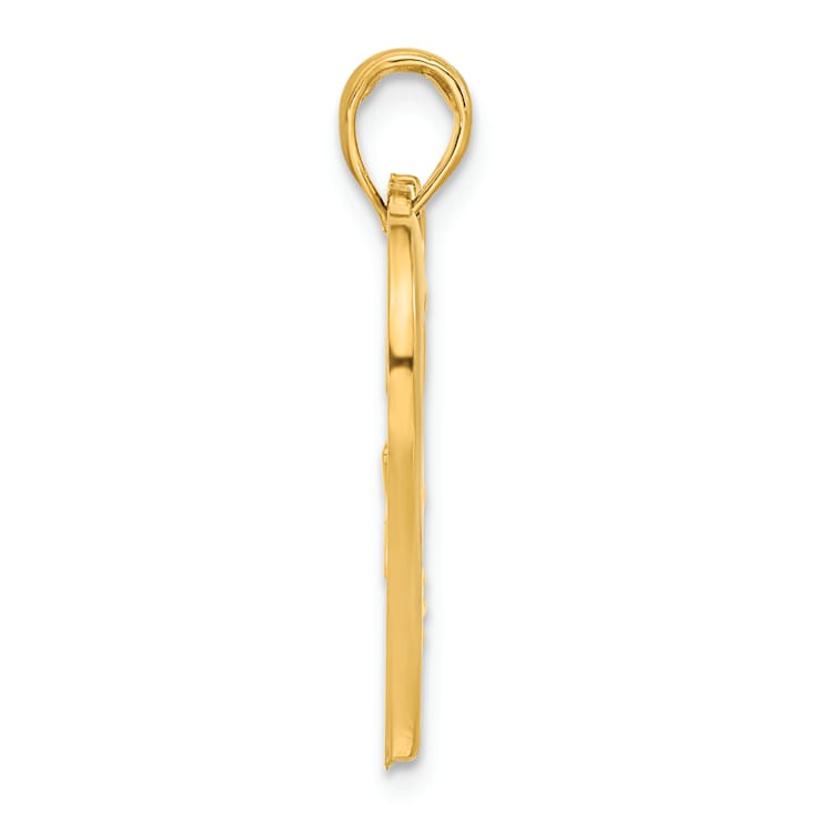 14k Yellow Gold Polished Floral Heart Pendant