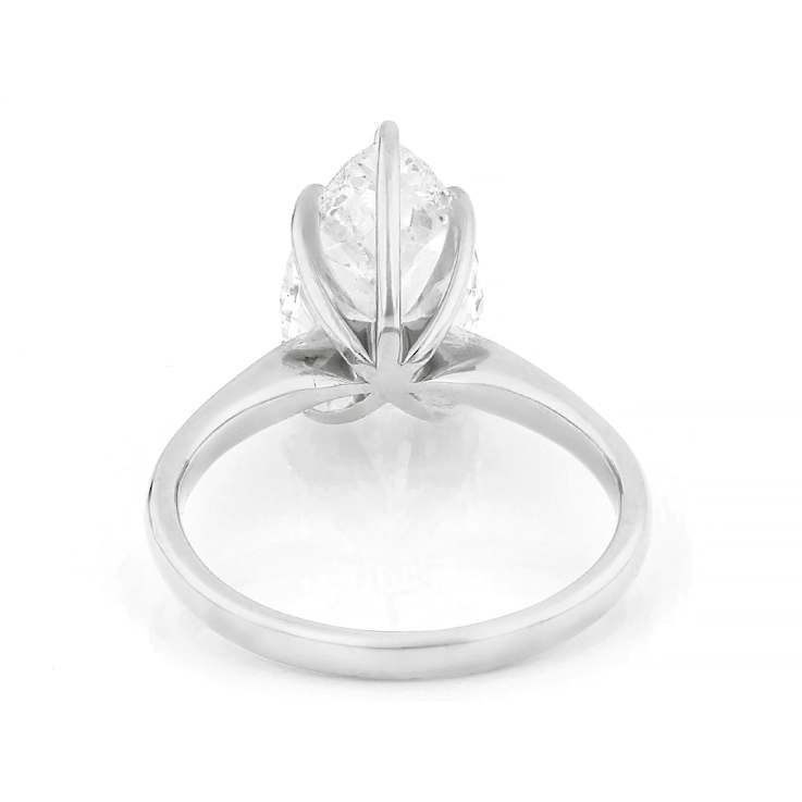 Lab-Grown Diamond Pear Shape Solitaire Ring In 14K White Gold 3.00ct