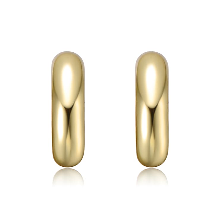 Tubular C-Hoop Earrings In 14K Gold Over Brass
