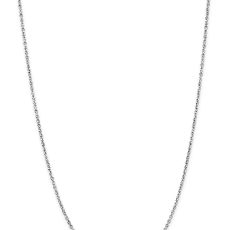 Rhodium Over 14k White Gold 2mm Solid Round Open Link Cable 24 Inch Chain