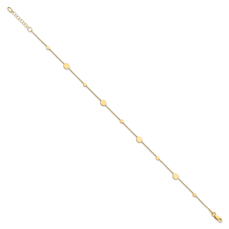 14K Yellow Gold Polished Disc with 1-inch Extension Anklet