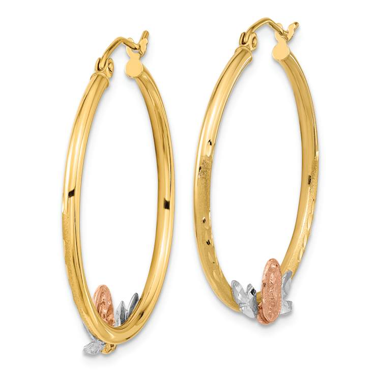 14k Yellow Gold, 14k White Gold and 14k Rose Gold Diamond-cut Brushed 1
1/4" Guadalupe Hoop Earrings