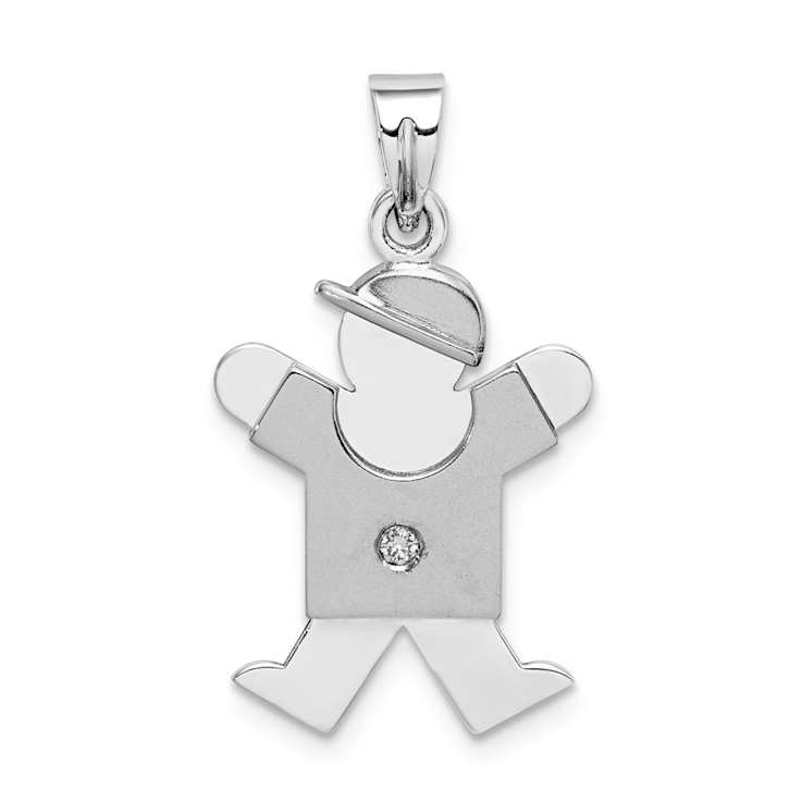 Rhodium Over 14k White Gold Diamond Kid Pendant