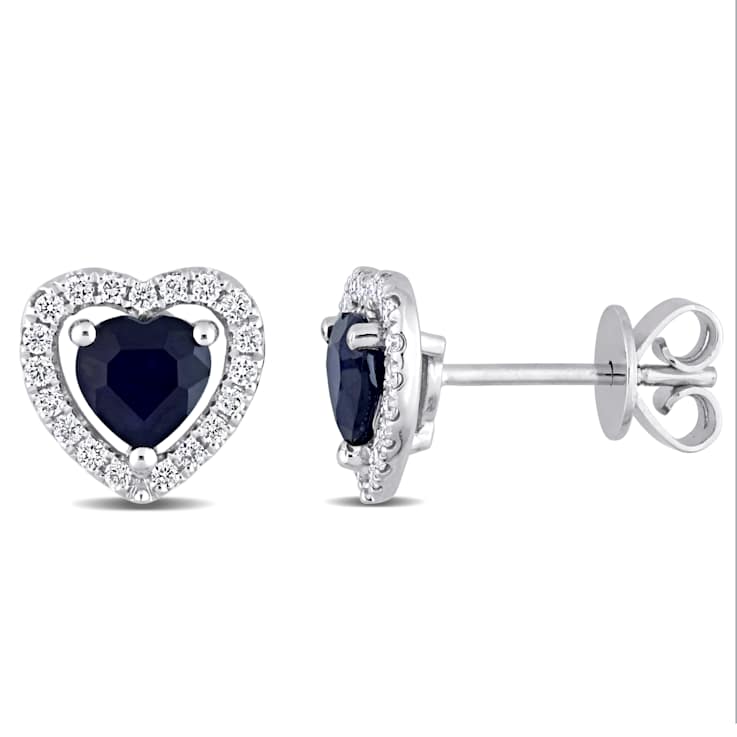 Sapphire and Diamond 14K White Gold Earrings 1.6ctw