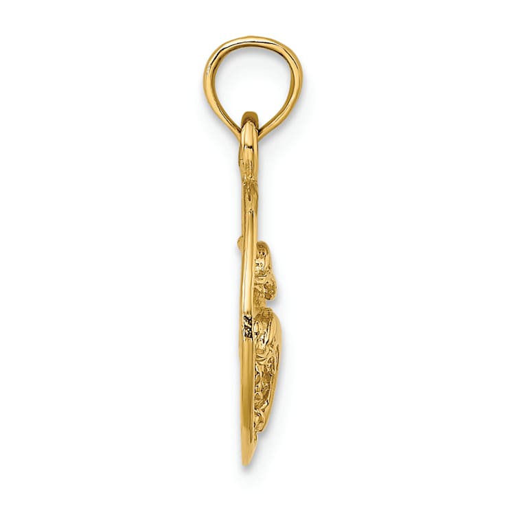 14k Yellow Gold Two Dolphins in Circle Pendant