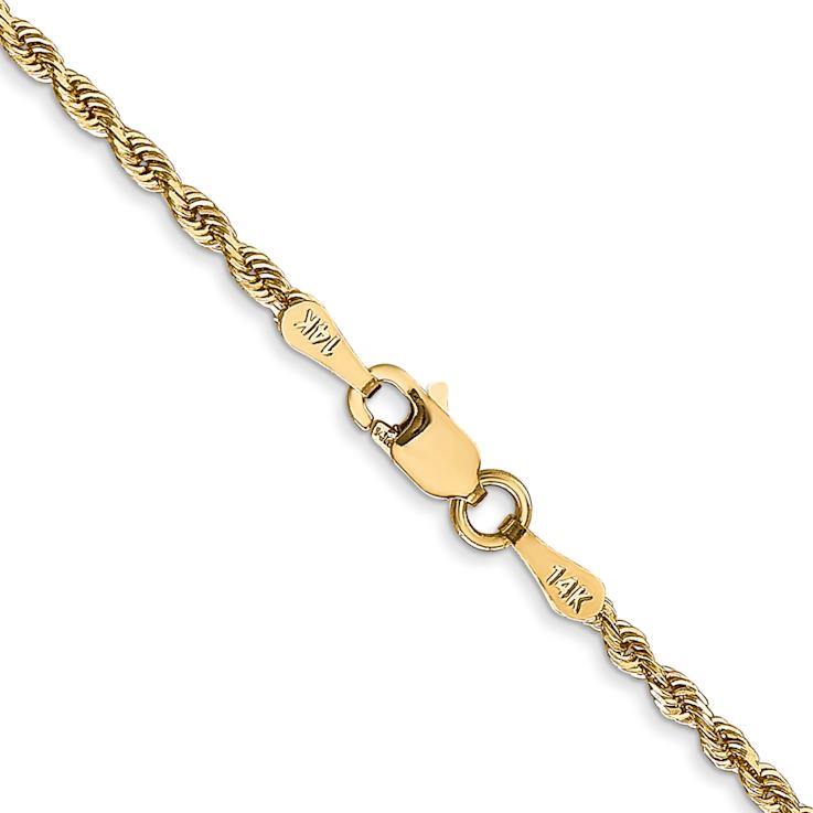 14k Yellow Gold 2mm Solid Diamond-Cut Quadruple Rope 30 Inch Chain