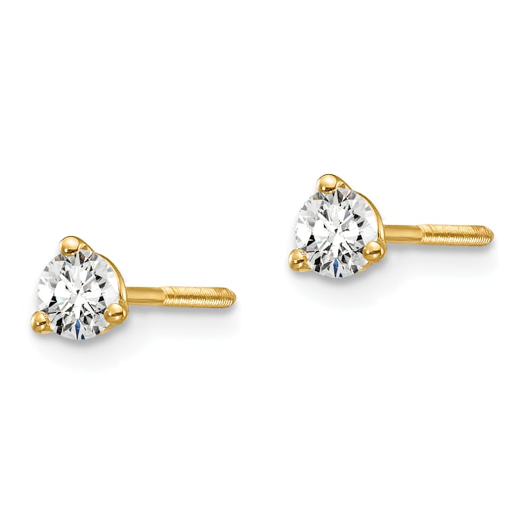 14K Yellow Gold Lab Grown Diamond 1/4ctw VS/SI GH Screw Back 3-Prong Earrings