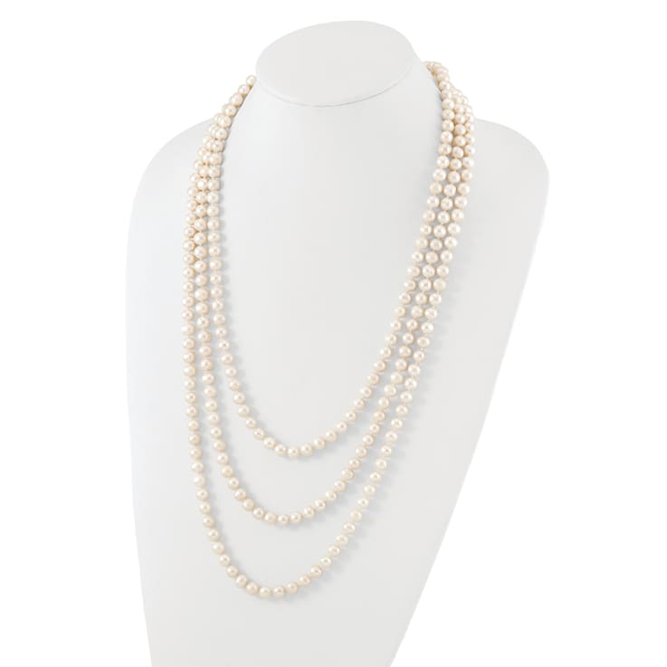 7-8mm White Freshwater Cultured Pearl 76-inch Slip-on Necklace