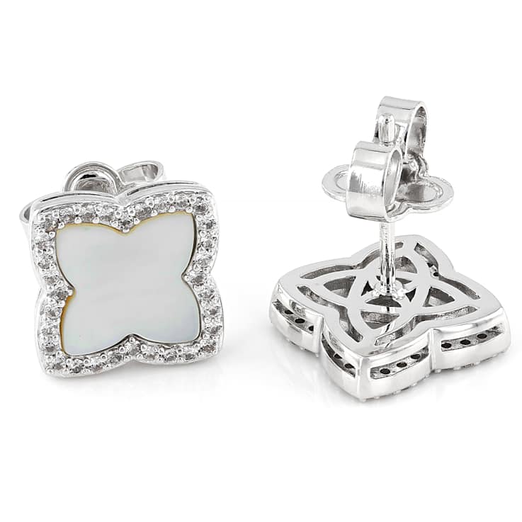 Clover Mother-Of-Pearl And Sapphire Earrings