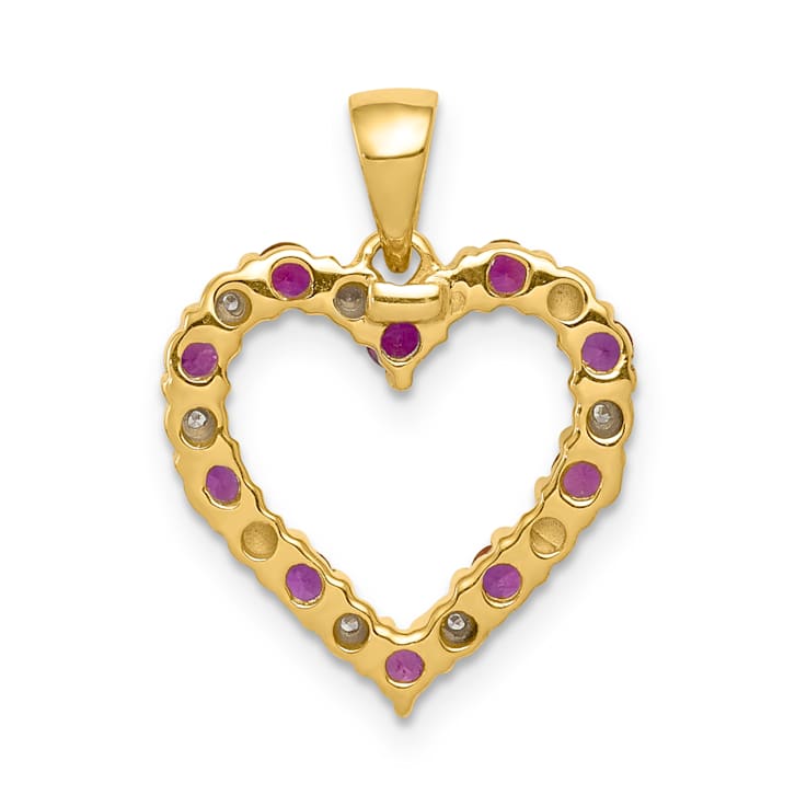 10k Yellow Gold and Rhodium Over 10k Yellow Gold Diamond and 0.5 cttw
Ruby Heart Pendant