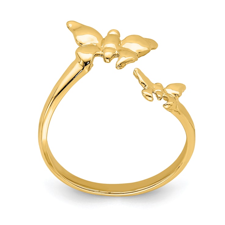 14K Yellow Gold Polished Butterfly Toe Ring