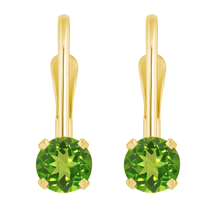 4mm Round Peridot 14k Yellow Gold Drop Earrings