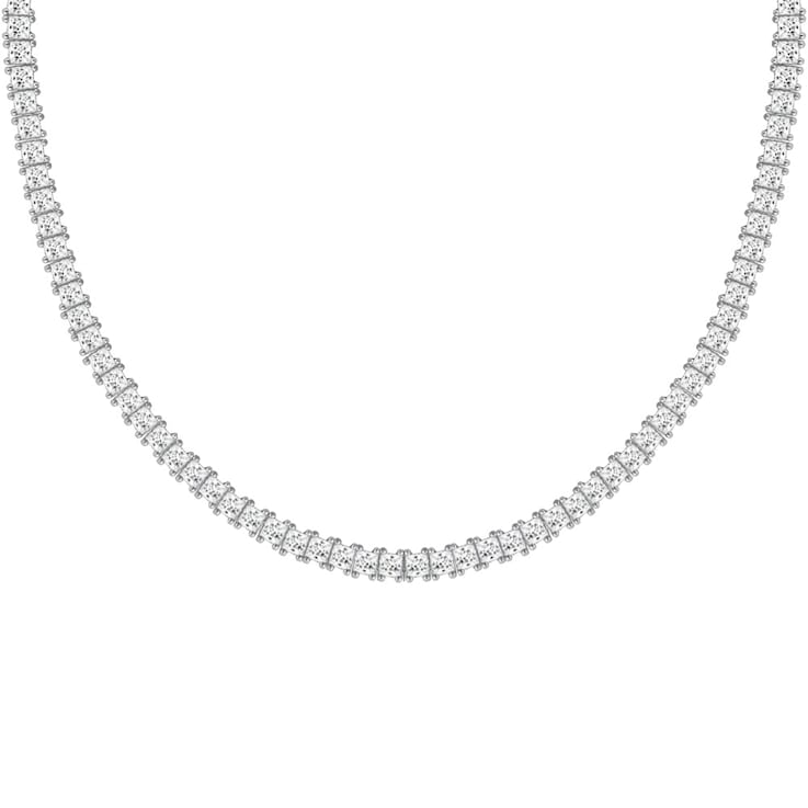 White Cubic Zirconia Platinum Over Sterling Silver Tennis Necklace 21.74ctw