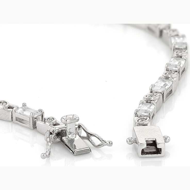 White Zircon Tennis Bracelet In Sterling Silver 5.56ctw