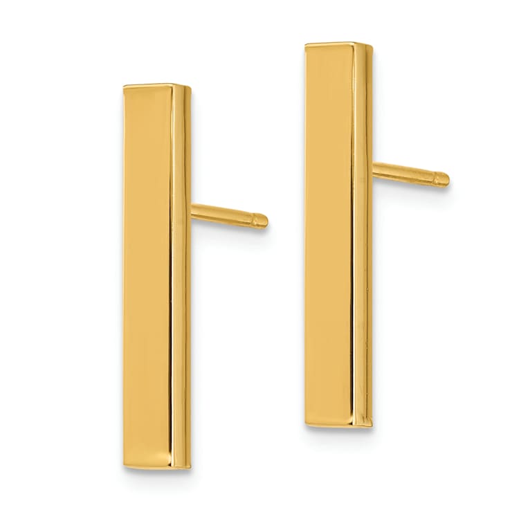 14K Yellow Gold Polished Bar Dangle Earrings