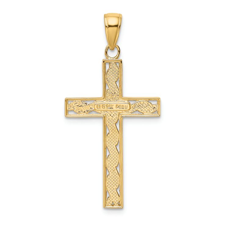 14k Yellow Gold Rope Cross Pendant