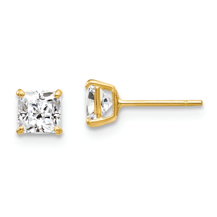 14K Yellow Gold Cubic Zirconia Stud Post Earrings
