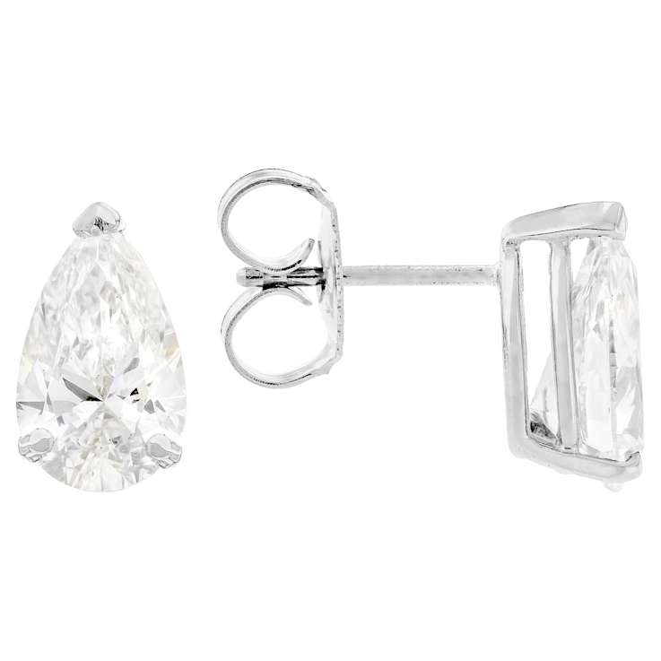 Lab-Grown Diamond Pear Shape Martini Stud Earrings In 14K White Gold 3.00ctw