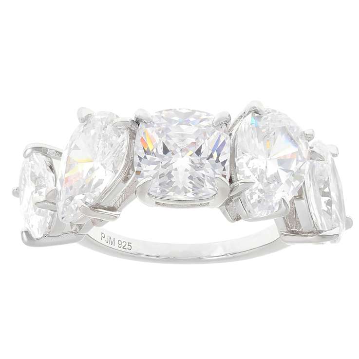 Multi-Shape CZ Band Ring In Sterling Silver