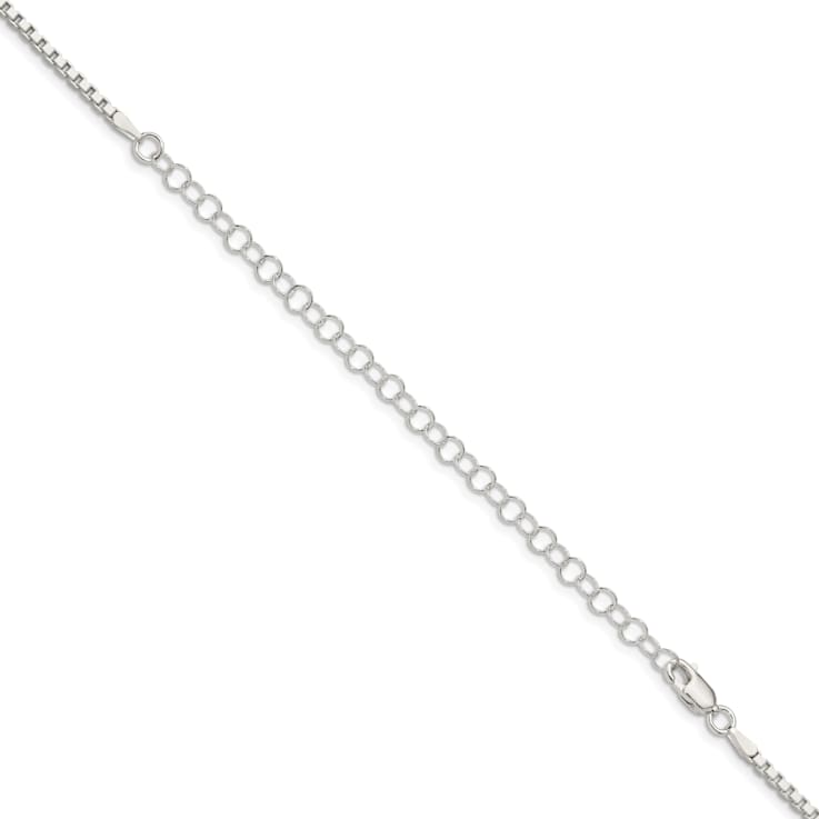 Sterling Silver 2mm Box Chain with 4-inch Extension Necklace