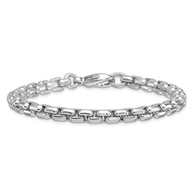 Rhodium Over Sterling Silver 6.0mm Box 8.5 Inch Chain