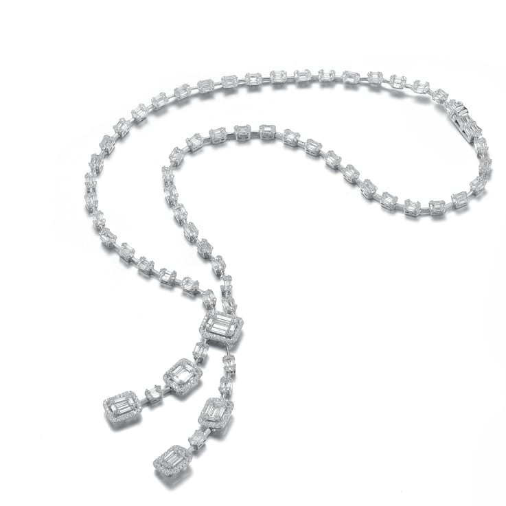 Rhodium Plated over Sterling Silver with Clear Cubic Zirconia Accent
Tongue Buckle Necklace